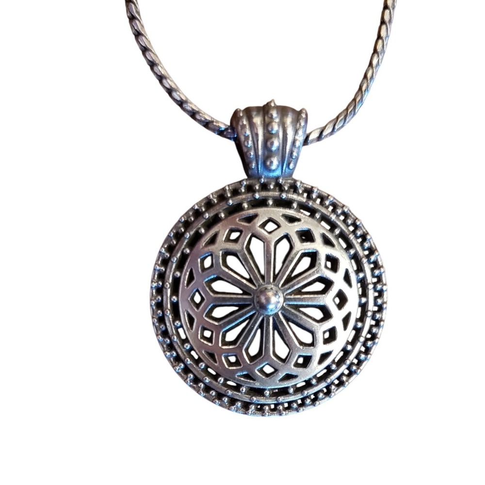 Brighton Gold Tone Heart Charm Pendant Necklace Round Medallion Jewelry Women